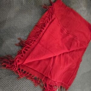 Chic Red Fringed Scarf